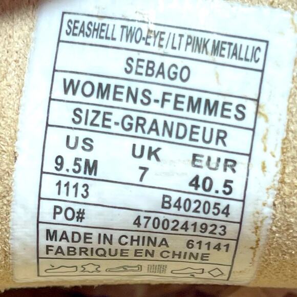 Sebago Seashell Two Eyed Light Pink Metallic Deck Shoe - Picture 15 of 15